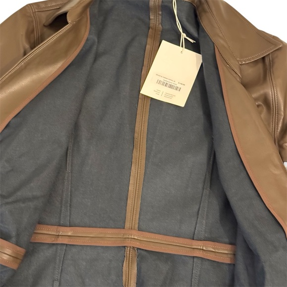 Oak + Fort Vegas Faux Leather Wrap Dress | Brown | XS | NWT - Picture 7 of 9